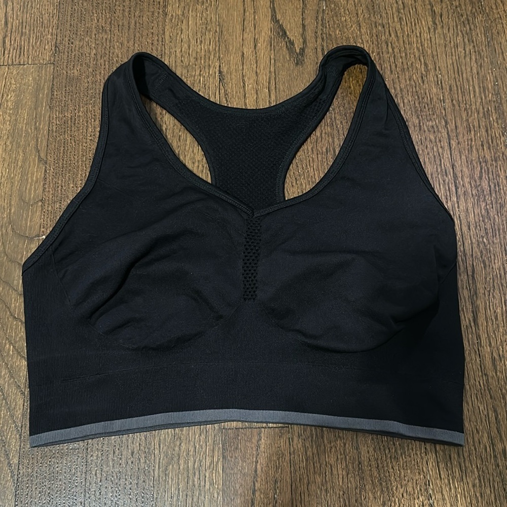 NWOT Zella Black Stretch Removable Padded Workout Exercise Sports Bra NO PADS